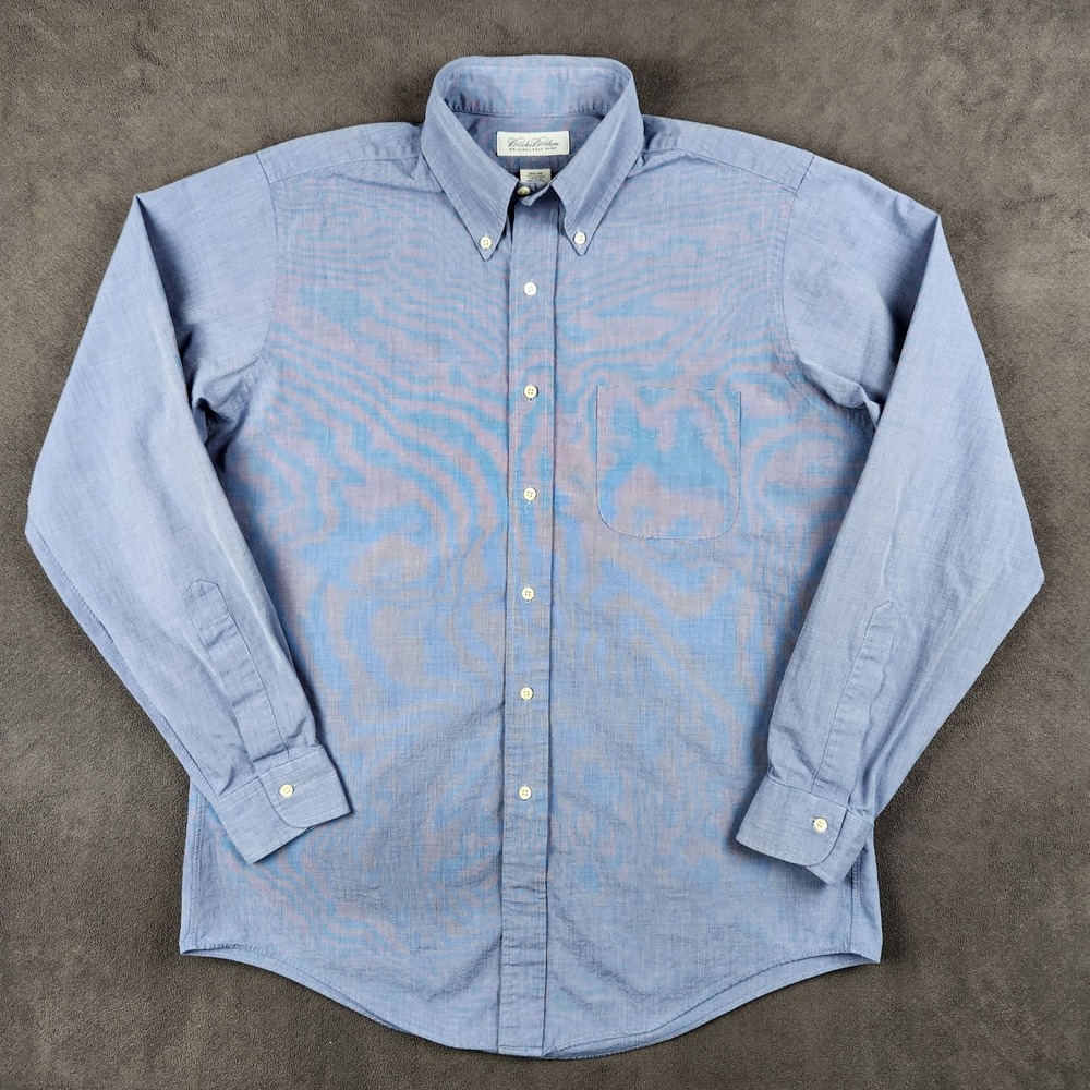 Brooks Brothers Dress Shirt Mens 15.5 35 Blue White Stripe Button Up Long Sleeve - Picture 2 of 10
